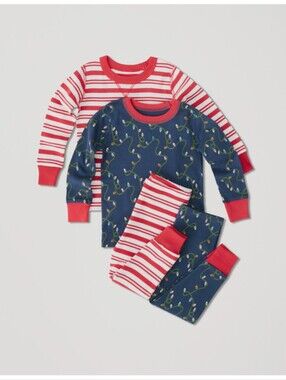 NWT Pact Organic Navy Lights / Vintage Candy Cane Dream Big Pajamas 2-Pack, 6